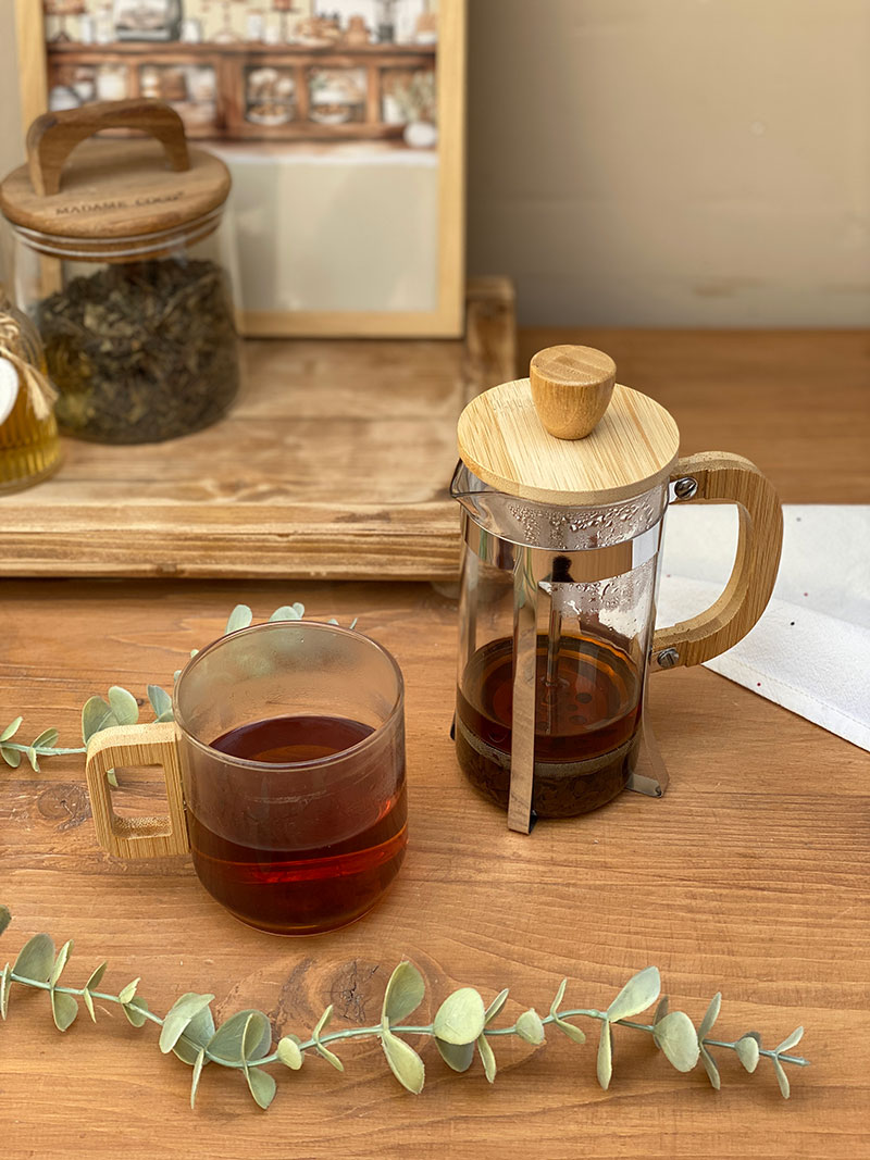 لیوان پیرکس دسته بامبو